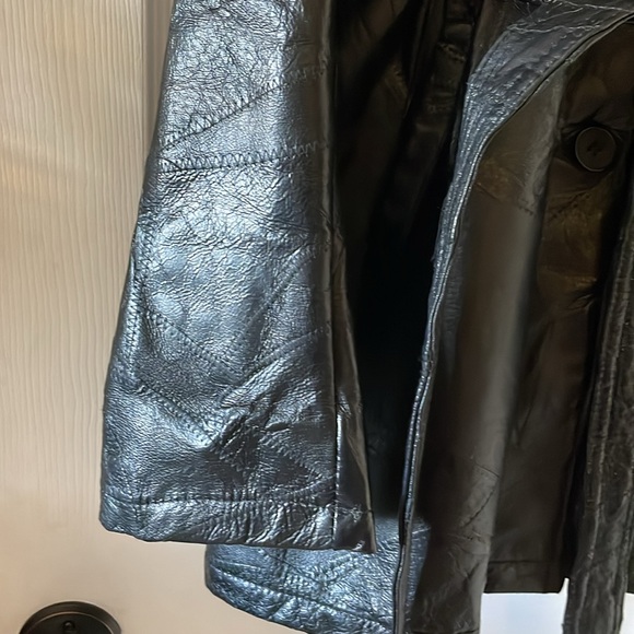 Gorgeous vintage 1990s leWorld leather patchwork belted jacket L - Picture 13 of 14